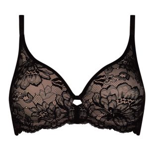 SUJETADOR COPAS, ARO, SIN RELLENO NI COSTURAS, ENCAJE ELEGANTE INVISIBLE.