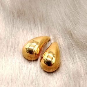 Pendientes gota acero de tamaño mediano 3cm de largura dorado