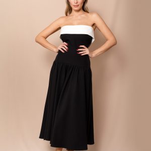 Vestido bicolor palabra de honor