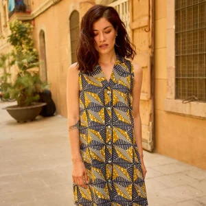 Vestido evasé sin mangas SABA bolsillos