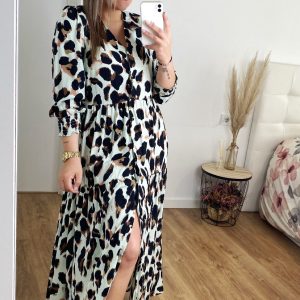 Vestido verde agua animal print