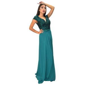 Vestido largo verde oscuro talla grande