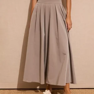 Falda larga tablas color topo