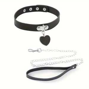 Collar de cuero ajustable con cadena BDSM