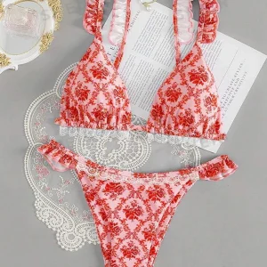 TRAJE DE BAÑO ROJO ESTAMPADO