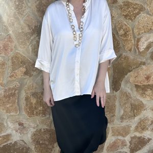 Falda satinada encaje negra