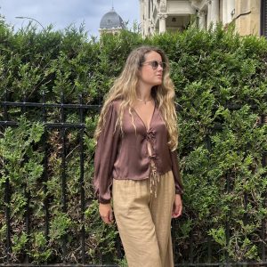 Blusa marrón satén Éclat