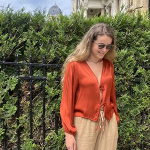 Blusa naranja satén Éclat