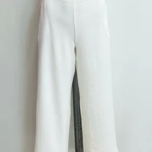 Pantalón con cintura elástica Crop blanco