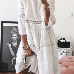 Vestido ibicenco blanco boho verano
