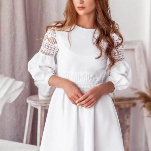 Vestido ibicenco blanco corto bohemio