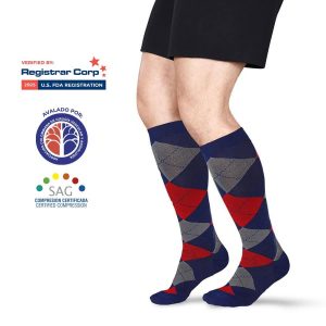 Calcetín Caballero Diseño de Rombos 15-20 mmHg