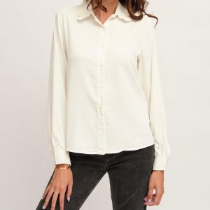 Blusa clásica tejido fluido blanca