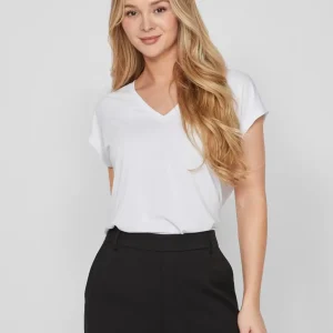 Camiseta blanca cuello pico manga corta