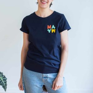 Camiseta de lactancia azul marino logo MAMA
