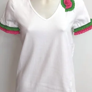 Camiseta de manga corta con cuello de pico