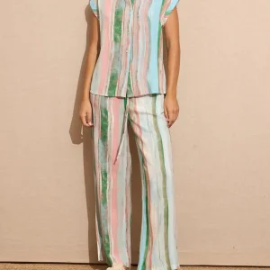 Pantalón cintura elástica Celeste